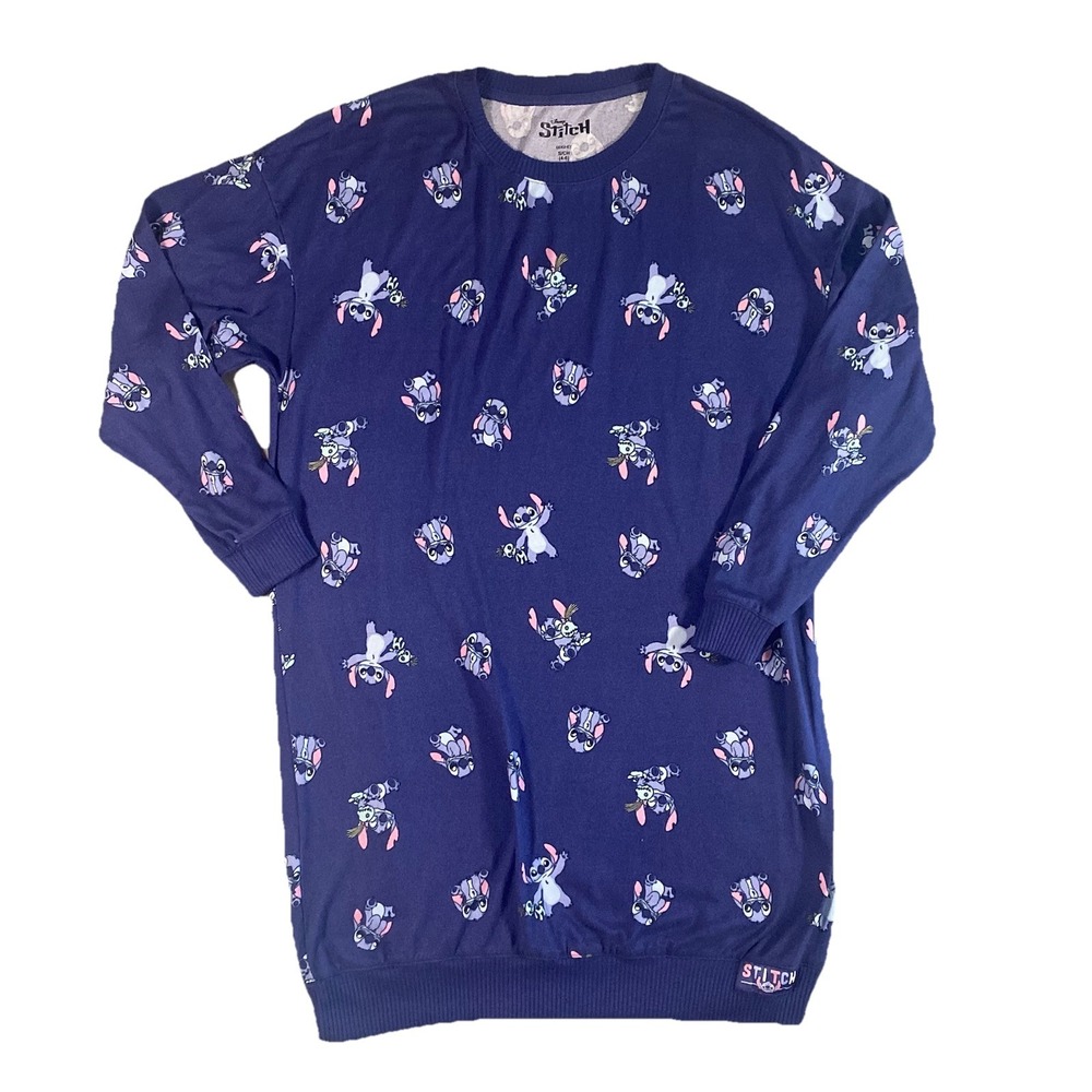 Disney Pajama Top Shirt Nightgown Lilo & Stitch Long Sleeve Sz Small Women Soft